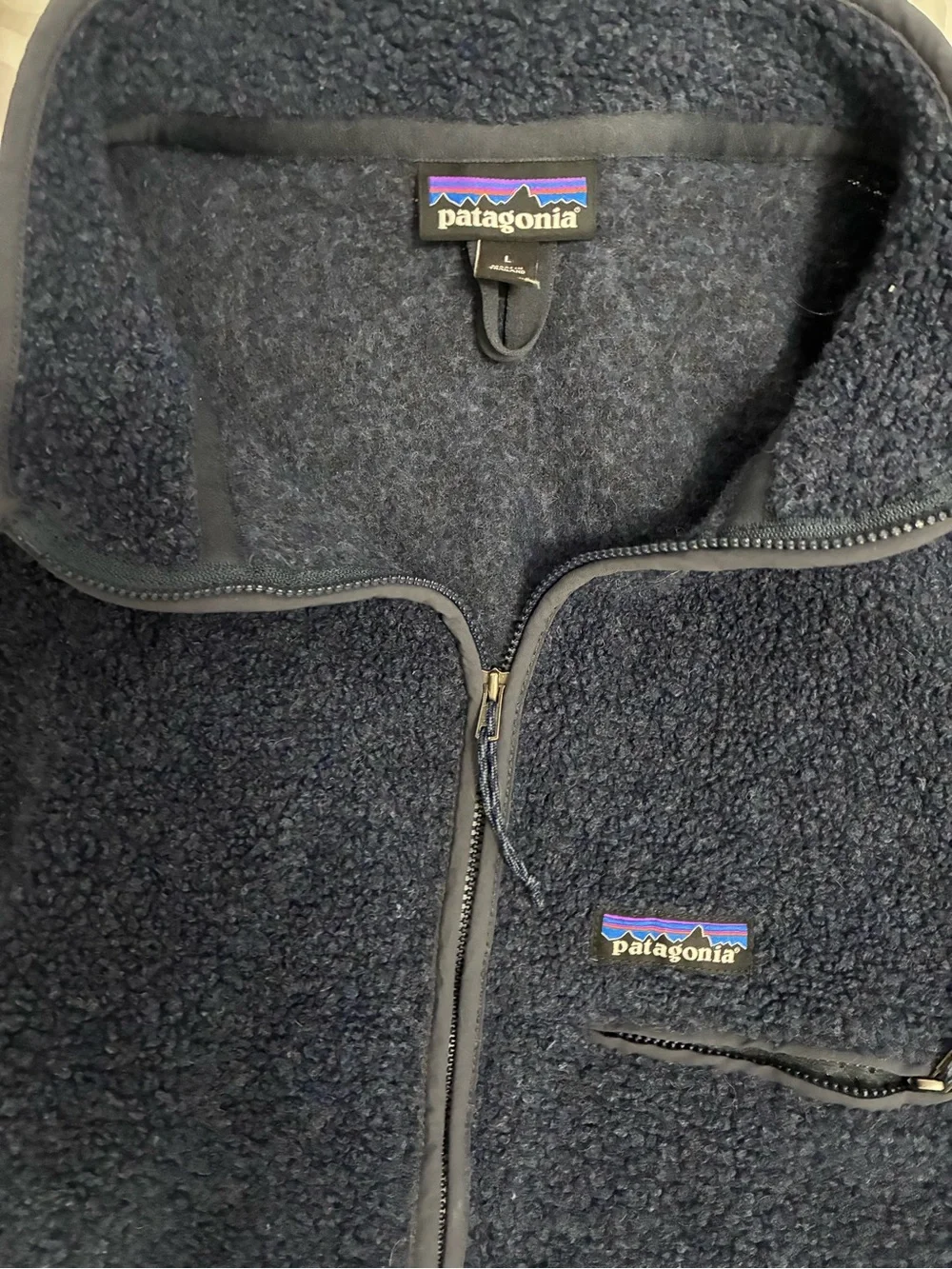Patagonia Navy Fleece Full-Zip Jacket Size L